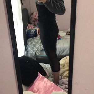 Black cropped leggings with mesh back